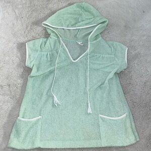 Vtg terrycloth hooded coverup top